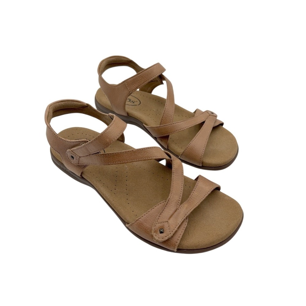 Taos Womens Brown Leather Adjustable Comfort Strappy Walking Sandals Size 7